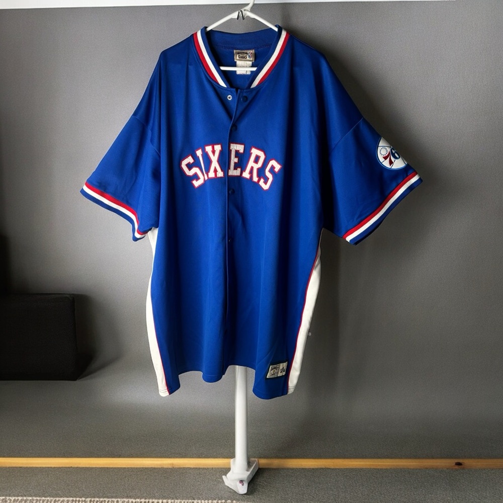 Philadelphia 76ers Jersey Hardwood Classic Sewn Warn Up Jersey NBA Jacket SZ 3XL